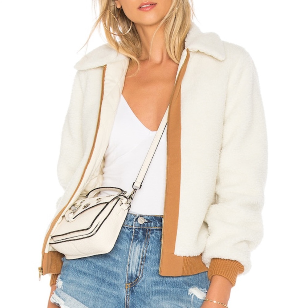 Lovers + Friends Faux Fur Ivory Jacket